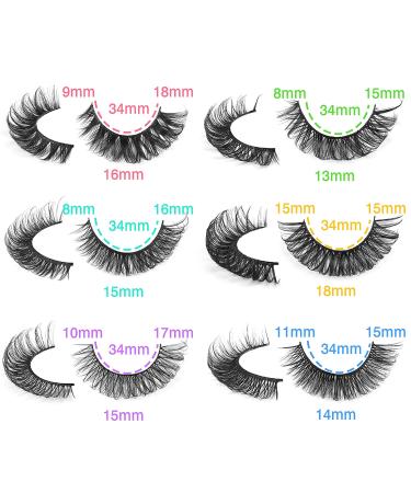 WIWOSEO 3D Faux Mink False Eyelashes - Russian Strip Lashes, 6 Styles, 15-18MM, 48 Pairs - Buy Online on SooperMarket.com