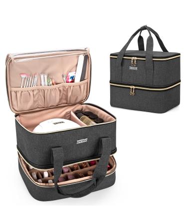Bafaso nail polish storage nail polish organizer bag for 40 bottles (up to 15 ml) and nail dryer nail dryer bag for nails accessories and UV lamp without accessories black patent-protected