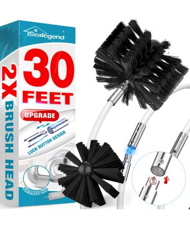 Sealegend 30 FEET Dryer Vent Cleaner Kit Double Synthetic Brush Head Upgraded Flexible Quick Snap Brush with Drill Attachment Extend Up to 30 FEET for Easy Cleaning Use with or Without a Power Drill 30Feet