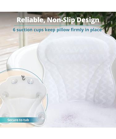 Spa Comfort Bath Pillow for Ultimate Relaxation | Back and Neck Support | Portable and Washable | 3D Air Mesh Technology | White - Buy Online on SooperMarket.com