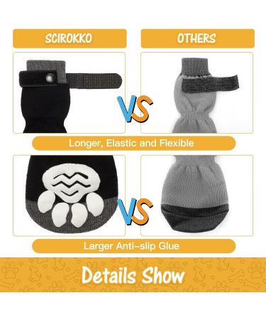 SCIROKKO Anti-Slip Dog Socks (3 Pairs) - Adjustable Pet Paw Protection with Golden Paw Pattern - Indoor Traction Control - Size L (Paw width 3.13 in) Black - Buy Online on SooperMarket.com