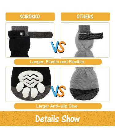 SCIROKKO 3 Pairs Double Anti-Slip Dog Socks - Adjustable Non-Skid Paw Protector for Small Dogs - Indoor and Outdoor Paw Grips for Traction Control and Lick Prevention - Black - Buy Online on SooperMarket.com