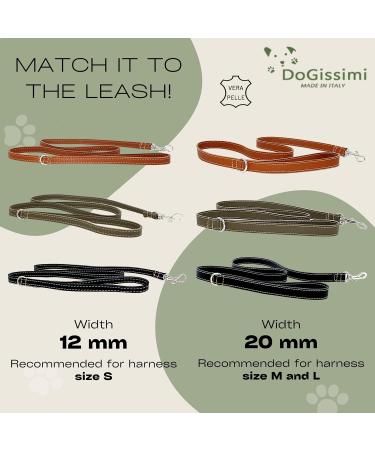 Dogissimi Leather Dog Harness | Adjustable Ergonomic Dog Harness for Small & Medium Dogs | Handmade in Italy | Military Style (M) 41-51 cm - Buy Online on SooperMarket.com