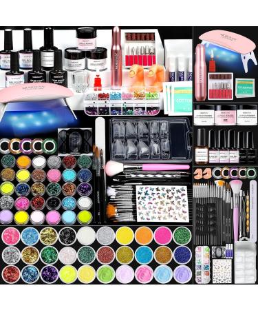 Morovan acrylic nail set starter set complete: acrylic powder for nails with nail lamp nail drill set UV nail polish set acrylic set nail nail polish 4 colors beginners