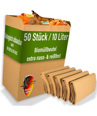 Kuhnhammer Organic Waste Bag 10L | 50 Stk Plastic-Free Tearproof Eco-Friendly Organic Garbage Bags - Buy Online on SooperMarket.com