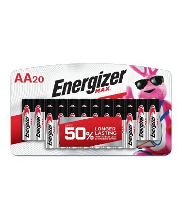 Energizer AA Batteries Max Double A Battery Alkaline 20 Count AA 20 Count (Pack of 1)