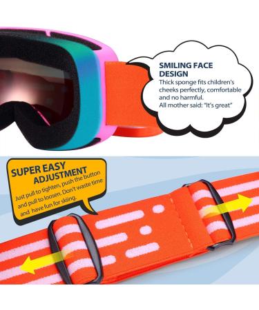 LOEO Kids Ski Goggle - Black with Red Silver Lens | Ski Goggles for Kids Youth Teens Boys and Girls 5-14 - Buy Online on SooperMarket.com