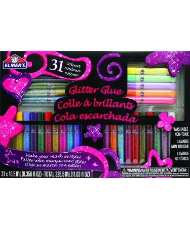Elmer's 3D Washable Glitter Glue Pens, 31 Rainbow and Glitter Colors (E198) 11.03 Fl Oz (Pack of 1) Classic + Rainbow Glitter