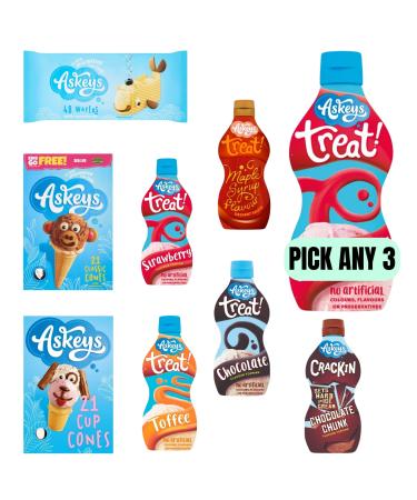 Pick Any 3 Askeys Dessert and Ice Cream Toppings and Cones Pick and Mix