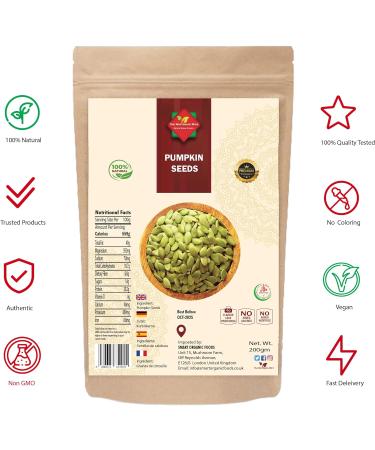 Pumpkin Seeds (200g/7.05 oz) - Raw, High in Fiber, Protein Source, Non-GMO, Vegan, 100% Natural, Premium Quality - Buy Online on SooperMarket.com