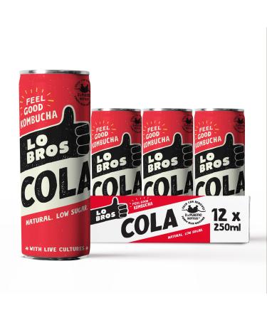 Lo Bros Kombucha Cola - Low Sugar 12x 250ml Vegan Gluten Free Low Sugar Live Cultures