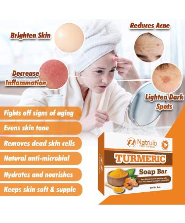Turmeric Face & Body Soap Bar - Natural Acne Treatment & Scar Fading - 4 Oz Made in USA - Buy Online on SooperMarket.com