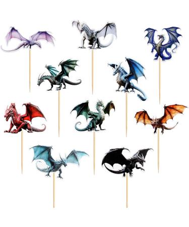 30-Piece Dragon Theme Cupcake Toppers - Mythical Cake Decorations for Weddings & Birthday Parties - Buy Online on SooperMarket.com