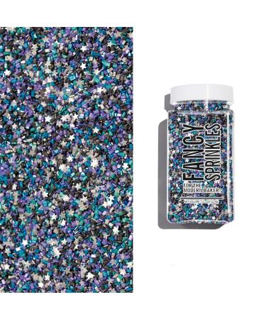 Fancy Sprinkles Fancy Sugar, Sparkly Sugar Crystals and Edible Glitter Stars, Blue & Black Mulit-Colored Blend, For Baking, Dessert Decorating, and Cocktails, Interstellar (0.5c)