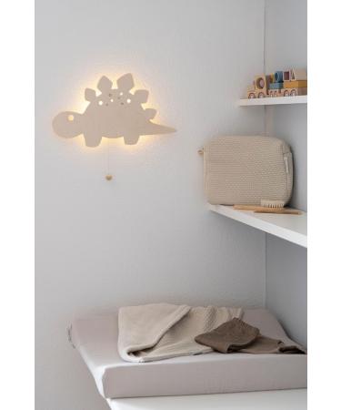 Bo Baby's ONLY Dino Wall Lamp - Battery-Powered Night Light for Baby's Room - FSC Certified Wooden Lamp - 25 000 Hours of Warm Glow - Buy Online on SooperMarket.com
