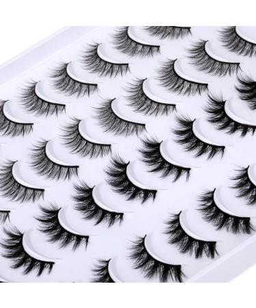 JIMIRE False Eyelashes 2 Styles Mixed Wispy Fluffy 3D 14MM Short Lashes for Small Eyes Lightweight Fake Eyelashes 20 Pairs Multipack