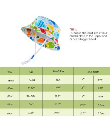 LANGZHEN Baby Girls Beach Sun Hat with Chin Strap, Colorful Fish Print - 6-12 Months - Buy Online on SooperMarket.com