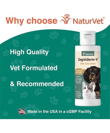 NaturVet Septiderm-V Skin Care Lotion for Dogs & Cats - Pet Health Supplement for Dermatitis, Allergies, Hot Spots, Rashes - 4 Oz - Buy Online on SooperMarket.com