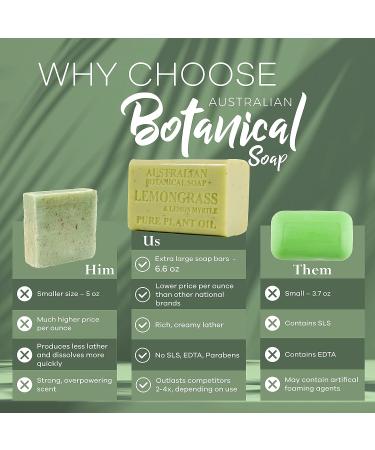 Australian Botanical Soap Lemongrass & Lemon Myrtle 6.6 oz | Shea Butter Enriched | All Skin Types | 1 Count - Buy Online on SooperMarket.com