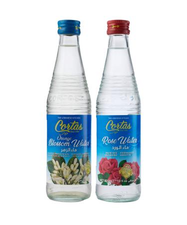 Cortas Combo Pack - 1) Cortas Rose Water 10 Fl. Oz., & 2) Cortas Orange Blossom Water 10 Fl. Oz - Total 2 Bottles