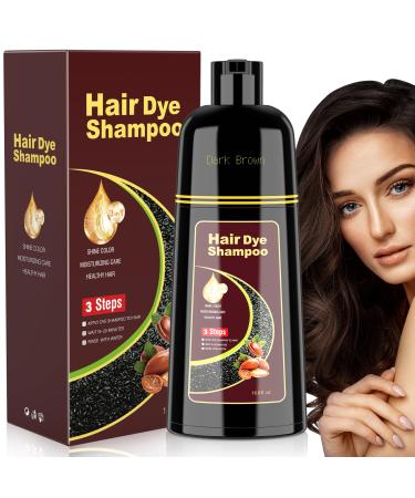 Dark Brown Hair Dye Shampoo for Gray Hair 3 in 1 Hair Color Shampoo for Women & Men Color Shampoo Hair Dye in Minutes