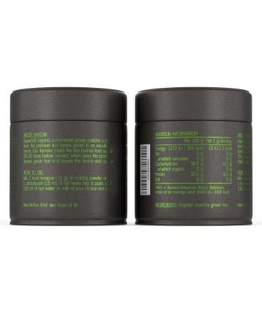 Certified Organic Ceremonial Grade Matcha Green Tea Powder - 50g Gift Tin | Vegan | 100% Pure Stone Ground Leaves | Soil Association Certified | 50 Servings - Buy Online on SooperMarket.com