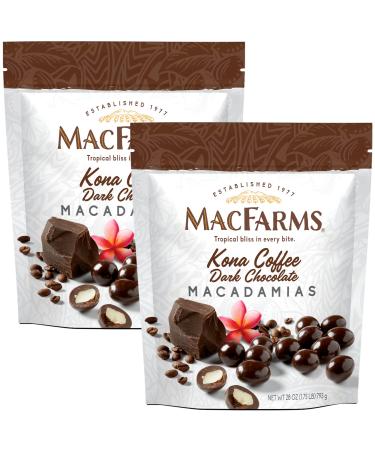 MacFarms Kona Coffee Dark Chocolate Macadamia Nuts - 28 Oz (Pack of 2) 28 Ounce (Pack of 2)