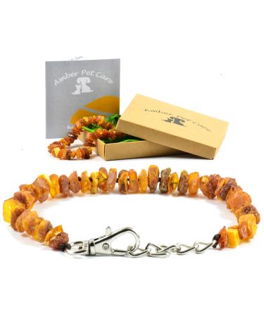 Amber necklace for dogs and cats with leather clasp made of raw Baltic amber (25-30)