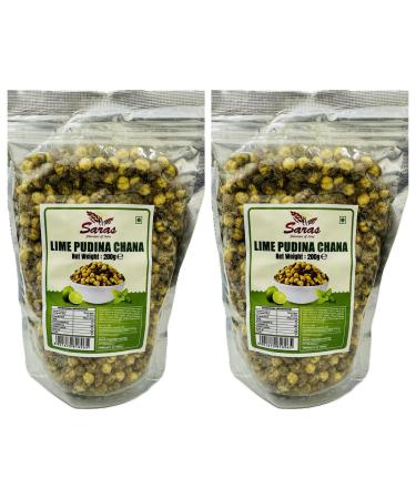 Saras Lime Pudina Chana - 200g (Pack of 2) | Authentic Indian Savory Snack | Crispy and Flavorful | Ideal for Snacking On-The-Go