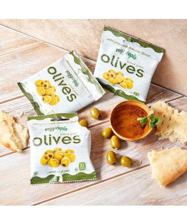 Veggicopia Green Pitted Snack Olives from Greece 1oz 12-pack | Keto & Whole30 Approved | Brine-free & Paleo-Friendly | Shelf-Stable Green Olives - Buy Online on SooperMarket.com
