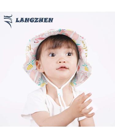 LANGZHEN Baby Girls Beach Sun Hat with Chin Strap - Flamingo Pink, 2-4 Years - Buy Online on SooperMarket.com