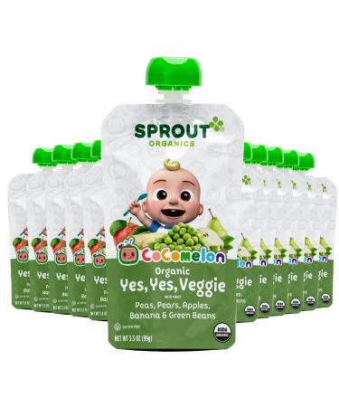 CoComelon Sprout Organic Baby Food, Toddler Pouches, Yes, Yes, Veggie, Fruits, Grains, 3.5 Oz(Pack of 12)