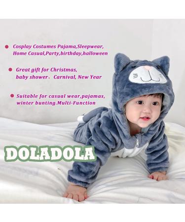 Doladola Unisex Baby Onesie: Animal Cartoon Cat Toddler Hooded Romper (3-6 Months, Black Cat) - Buy Online on SooperMarket.com