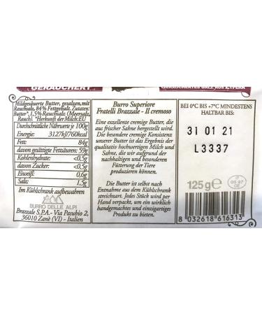 Premium Italian Raw Milk Butter - 84% Fat Salted & Smoked - Fratelli Brazzale - Buy Online on SooperMarket.com