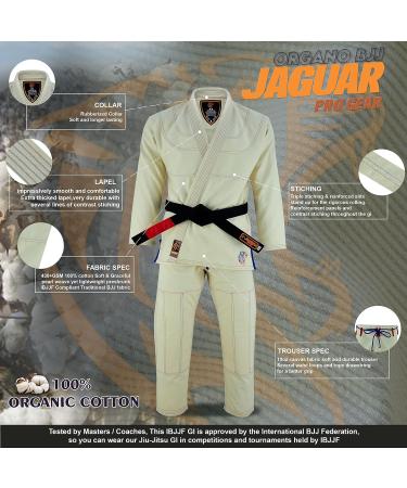 Jaguar Organo Organic Cotton BJJ Gi Uniform Kids Adults IBJJF Compliant A-3 - Buy Online on SooperMarket.com