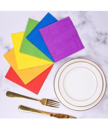 Whaline 120 Rainbow Cocktail Napkins - Gay Pride Day Party Favors - 2 Ply Beverage Paper Napkins - 6 Colors - Buy Online on SooperMarket.com