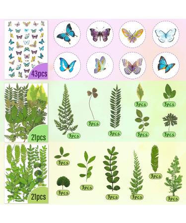 223 Pieces Real Dried Flowers, Leaves & Butterfly Stickers Set - Colorful Natural Daisies & Adhesive Decals for DIY Resin Jewelry & Nail Crafts - Buy Online on SooperMarket.com