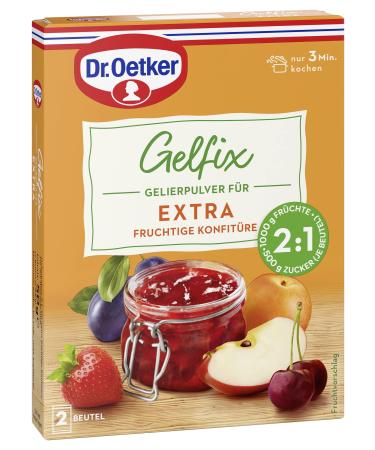 Dr.Oetker Gelfix Extra 2: 1 2x25g gelling powder for extra fruity jam traditional gelling agent jams jams & jellies do it yourself for 2 parts of fruit and 1 part sugar vegan