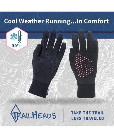 TrailHeads Women's Running Gloves - Lightweight Touchscreen Gloves | Black/Pink Reflective - Size Small - Buy Online on SooperMarket.com
