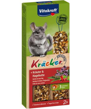 Vitastranger Kr cker nibble bars rodent for chinchillas for dental care with herbs with rosehip without adding sugar and grain (1x 2 pieces) 112 g (1 Pack)