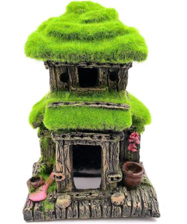 M2cbridge Aquarium Decorations Fish Hideout House Betta Cave with Green Lifelike Moss (Style 3) - Buy Online on SooperMarket.com