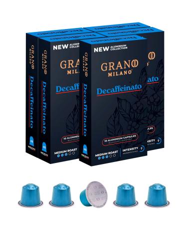New Grano Milano Decaffeinato 50 Aluminium Coffee Pods Compatible with Nespresso Original line Medium Roast - Intensity 7/12 Coffee Capsules Made in Italy Espresso Coffee Decaf NEW LINE