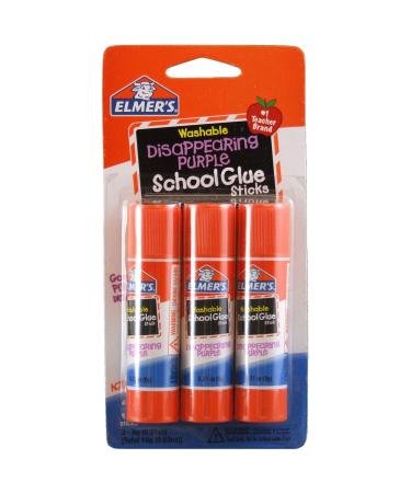 Elmer's Washable Dissappearing Purple School Glue Sticks 3 Pack 6 grams Each (E520)