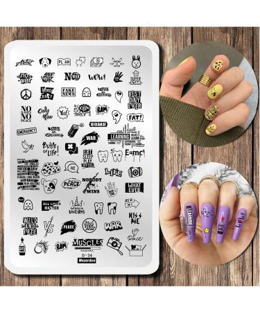 Nail Stamping Plates Heart Letter Nail Stamping Kit 2 Pcs Lips Graffiti Animals Patterns Design Nail Stamp Plate 14.5 * 9.5cm Stainless Steel Nail Art Templates DIY Nail Tools Nail Stamping D33-D34 - Buy Online on SooperMarket.com