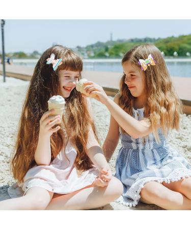 Whaline 4Pcs Dessert Glitter Bow Hair Clips - Summer Colorful Leather Hairgrips for Girls and Women - Birthday Party Hair Accessories - Buy Online on SooperMarket.com