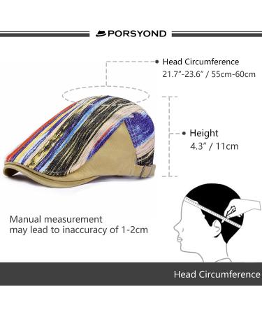 PORSYOND Men Flat Cap Newsboy Hat Beret Cabbie Ivy Patchwork Adjustable Gatsby F-khaki OS - Buy Online on SooperMarket.com