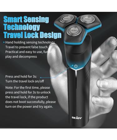 5-in-1 Electric Rotary Shaver for Men - IPX7 Waterproof, Rechargeable Cordless Razor for Shaving Beard, Body, and Pubic Hair - Blue - Buy Online on SooperMarket.com