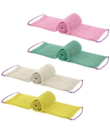Linkidea 4 Pack African Exfoliating Net Back Scrubber Shower Exfoliating Wash Towel Long with Ropes for Shower Deep Cleaning Massages