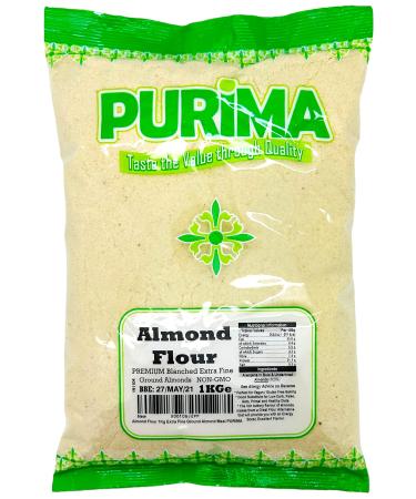 Almond Flour 1KG Extra Fine - Finely Ground Almonds 1 KG Meal Premium Natural Blanched Powder Low Carb Gluten Free Baking Primal Keto Bread Paleo Diets Vegan PURIMA - Bulk Packaging 1 kg (Pack of 1)