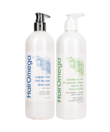 DrFormulas HairOmega DHT Blocker Shampoo + Conditioner with Moroccan Argan Oil Jojoba Oil Avocado Oil (Sulfate Free Shampoo + Conditioner Set)